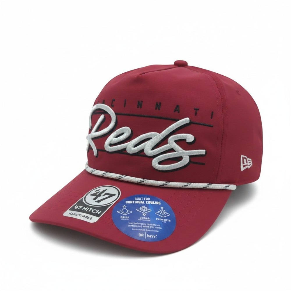Cincinnati Reds 47 Brand Hitch Adjustable Snapback Hat Red Rope Cap brrr Cooling